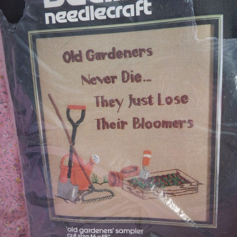 Bucilla Crewel Kit NIP Old Gardener's Sampler 16"x18" Vintage